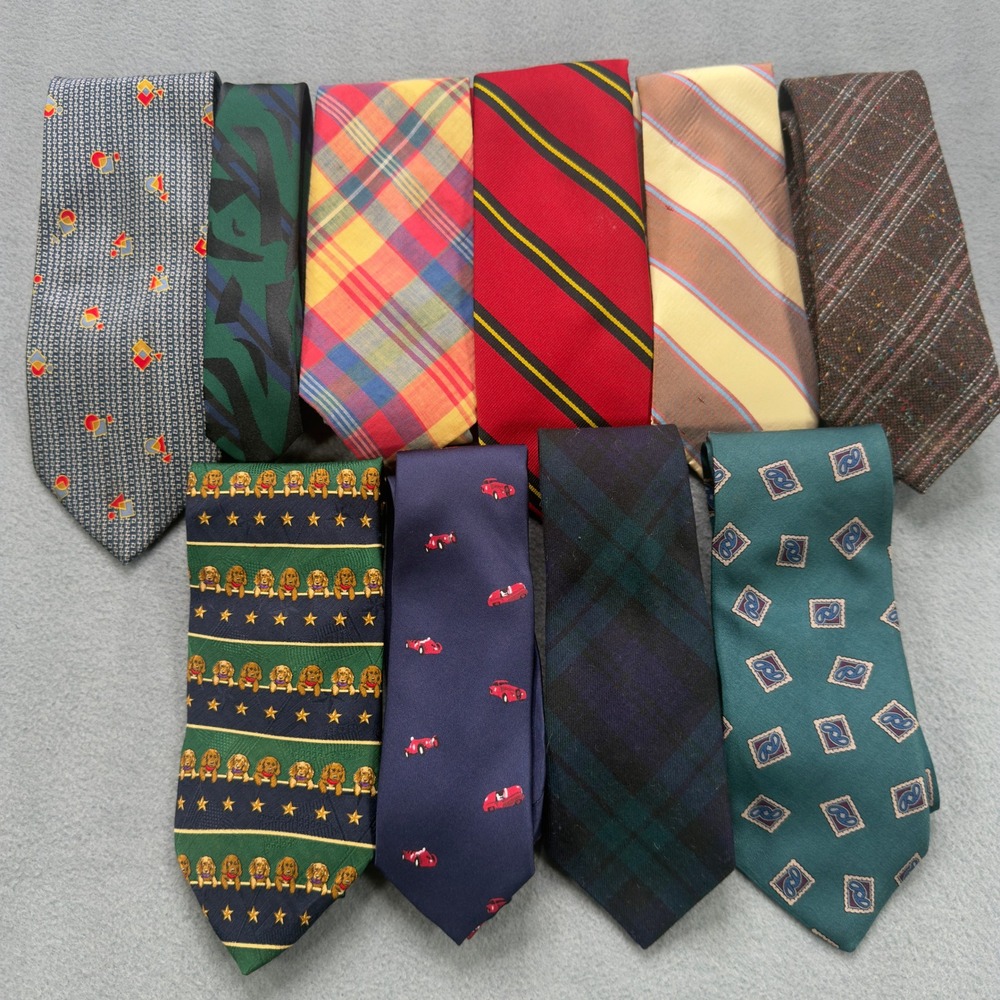 Vintage Designer Mens Tie Lot Silk Wool Tommy Hilfiger Givenchy Gant 10pc Multi